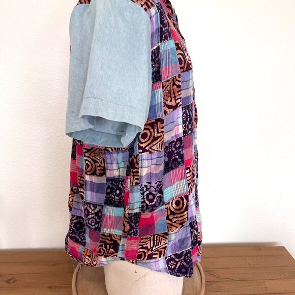 90's Unique Funky Patchwork Shirt - Unisex - Gender Neutral - Size Large - Picture 6 of 10